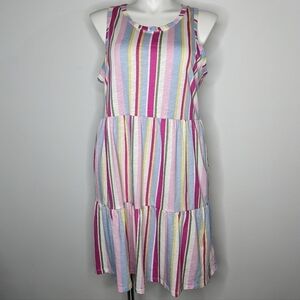 NWT GAP pink yellow white colorful striped sleeveless dress XL